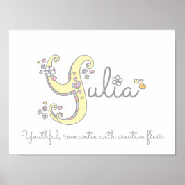 Yulia Name und Bedeutung doodle Initial Art Poster