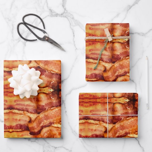 Yum Bacon Wrapping Paper Flat Sheet Set 3 Geschenkpapier Set (Vorderseite)