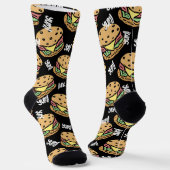 Yum Coole Feinschmecker Muster von Hamburgern schw Socken (Gewinkelt)