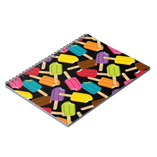 Yum! Popsicle-Zeitschrift (Schwarzes) Notizblock (Linke Seite)