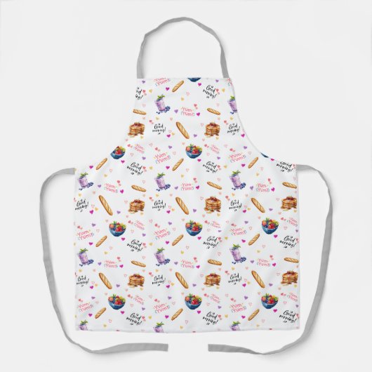 Yum Yum Morning Breakfast Pattern Apron Schürze (Vorderseite)