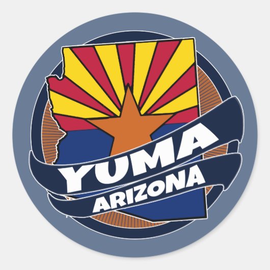 Yuma Arizona Fahne platzte rund Runder Aufkleber (Vorderseite)