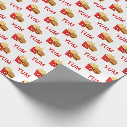 Yumburgers und Pommes frites Party Geschenkpapier (Ecke)