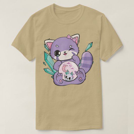 Yume Kawaii Red Panda Glass Sphere Fairy Kei Haraj T-Shirt (Design vorne)