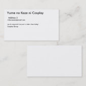 Yume kein Kaze Ni Cosplay, Adresse 2, milescanady… Visitenkarte (Vorne/Hinten)