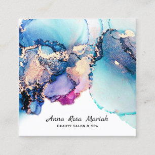 *~* Yummy Abstrakt Türkis Gold Gilded Aquamarin AP Quadratische Visitenkarte