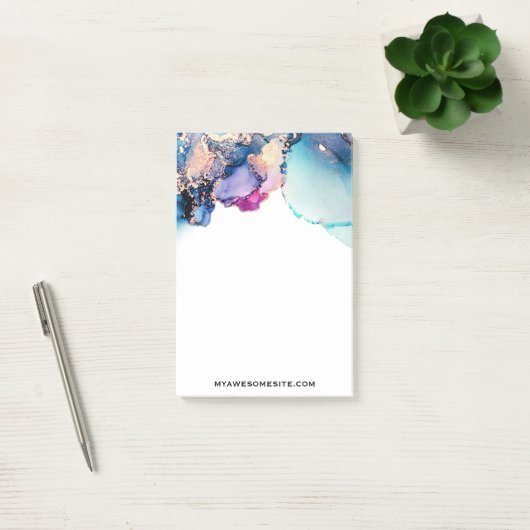 *~* Yummy Aquamarin Türkis Gold AP29 Fett Abstrakt Post-it Klebezettel (Büro)