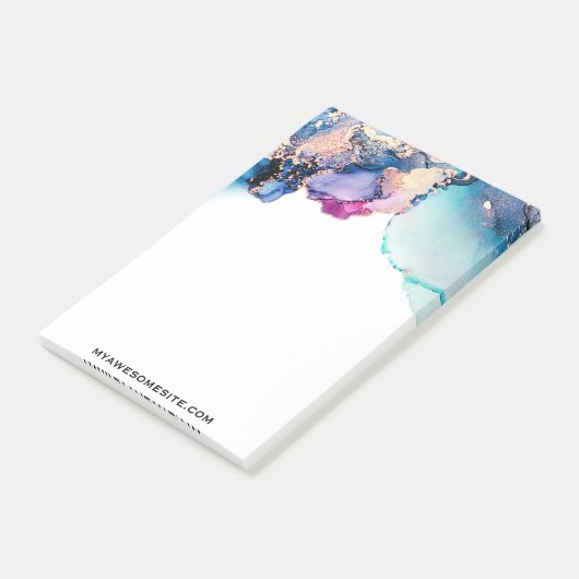 *~* Yummy Aquamarin Türkis Gold AP29 Fett Abstrakt Post-it Klebezettel (angewinkelt)