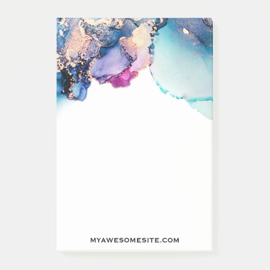 *~* Yummy Aquamarin Türkis Gold AP29 Fett Abstrakt Post-it Klebezettel (Vorderseite)