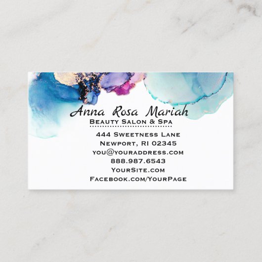 *~* Yummy Aquamarin Türkis Gold AP29 Gilded Bold Visitenkarte (Rückseite)