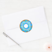 Yummy Blue Iced Sprinkled Sweet Doughnut Runder Aufkleber (Umschlag)