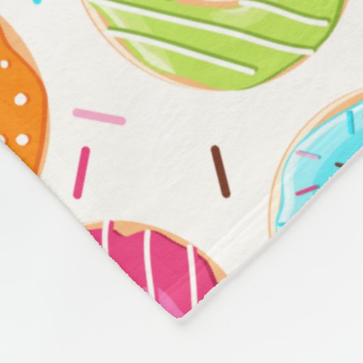 Yummy bunt sprinkles donuts hängende Muster Fleecedecke (Ecke)