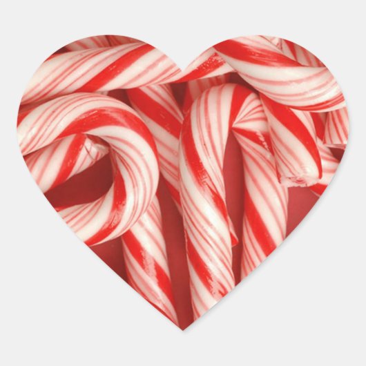 Yummy Christmas Holiday Peppermint Candy Canes Herz-Aufkleber (Vorderseite)