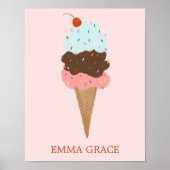 Yummy Colorful Ice Creme Cone Triple Scoop CUSTOM Poster (Vorne)