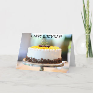Yummy Cream Cake on Happy Birthday Card Karte