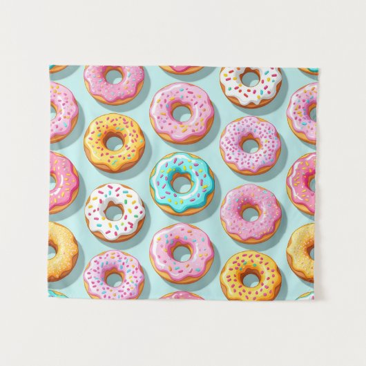 Yummy cream donuts blue wandteppich (Vorderseite (Horizontal))