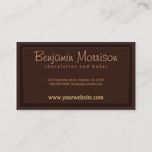 Yummy Creamy Chocolate Bakery Business Cards Visitenkarte (Rückseite)