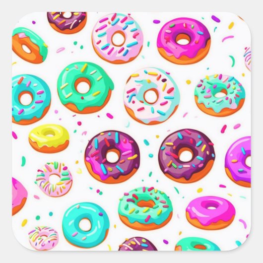 Yummy-Creme-Donuts Quadratischer Aufkleber (Vorderseite)