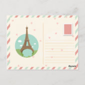 Yummy Croissant Foto mit niedlichem Tour Eiffel Postkarte (Rückseite)