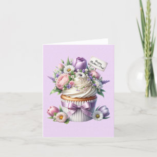 Yummy cupcake mit Blume für Mütter Tag Feiertagskarte