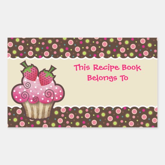 Yummy Cupcake Rezept Buch Buchzeichen Labels Rechteckiger Aufkleber (Vorderseite)
