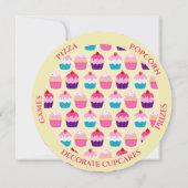 Yummy Cupcakes Round Kindergeburtstag Party Einladung (Rückseite)