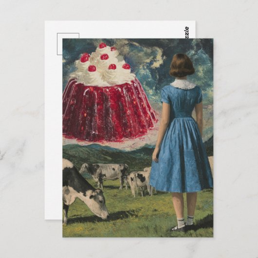 Yummy Desert in der Milchweide Surreal Postkarte (Vorne/Hinten)