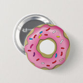Yummy Donut mit Eisen und Sprinklen Button (Vorne & Hinten)