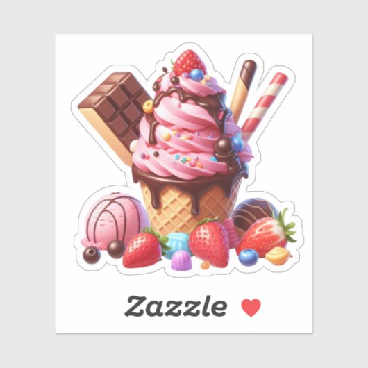 Yummy Erdbeereis Aufkleber (Blatt)