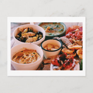 Yummy Food Festive Platter Chees Oliven Postkarte