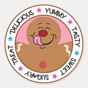 Yummy Gingerbread Man Cookie Runder Aufkleber