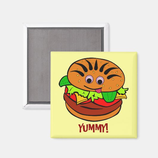 Yummy Hamburger Magnet (Vorderseite/Rückseite)