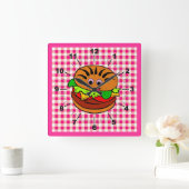 Yummy Hamburger Wall Clock Quadratische Wanduhr (Zuhause)