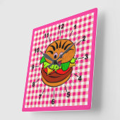 Yummy Hamburger Wall Clock Quadratische Wanduhr (Winkel)