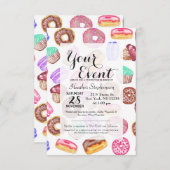 Yummy Hand Painted Watercolor Desserts Einladung (Vorne/Hinten)