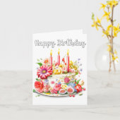 Yummy Happy Birthday Party Cake Karte (Gelbe Blume)