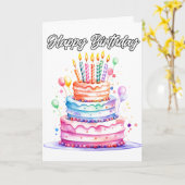 Yummy Happy Birthday Party Cake Karte (Gelbe Blume)