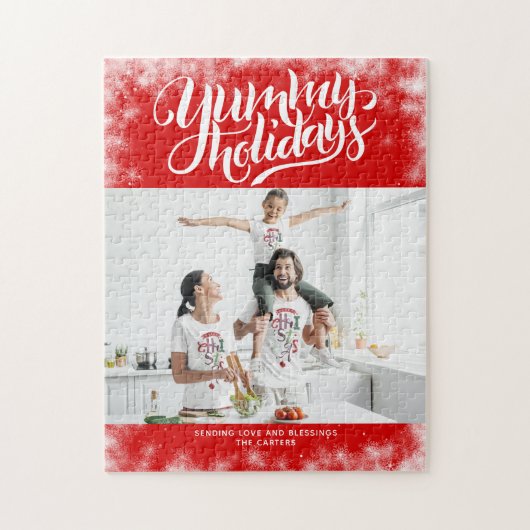 Yummy Holidays Red White Letters Custom Foto Ho Puzzle (Vertikal)