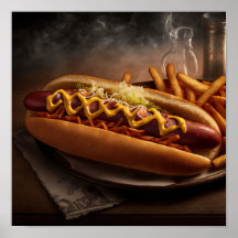 Yummy Hot Dog Kitchen Wall Art
