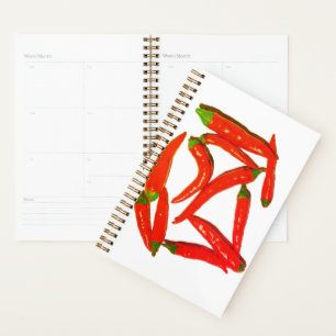 Yummy Hot Red Chili Paprikaschoten Pepper Pattern Planer
