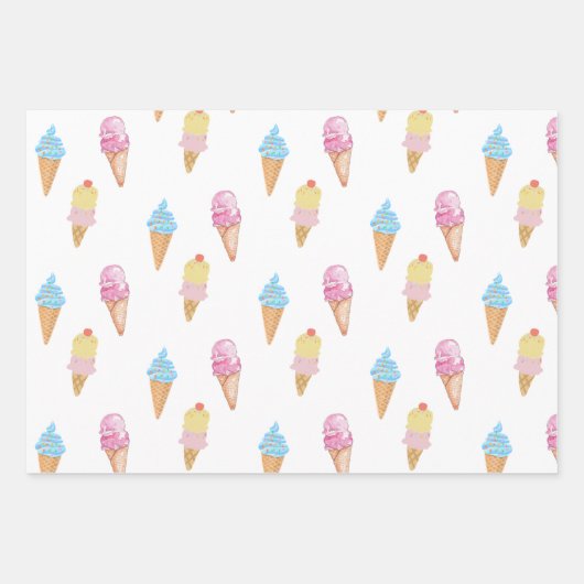 Yummy Ice Cream Cone and Sprinkles Wrapping Paper Geschenkpapier Set (Vorderseite)