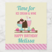 Yummy Ice Cream Desserts Geburtstag Weinetikett (Einzelnes Label)