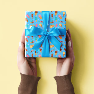 Yummy Ice Cream Pattern Blau Geschenkpapier