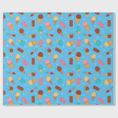 Yummy Ice Cream Pattern | Blau Geschenkpapier (Flach)
