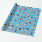 Yummy Ice Cream Pattern | Blau Geschenkpapier (Ungerollt)