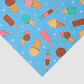 Yummy Ice Cream Pattern | Blau Seidenpapier (Ausschnitt)