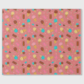 Yummy Ice Cream Pattern | Dunkelrosa Geschenkpapier (Flach)