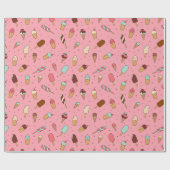 Yummy Ice Cream Pattern | Erdbeere Rosa Geschenkpapier (Flach)