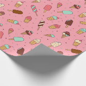 Yummy Ice Cream Pattern | Erdbeere Rosa Geschenkpapier (Ecke)