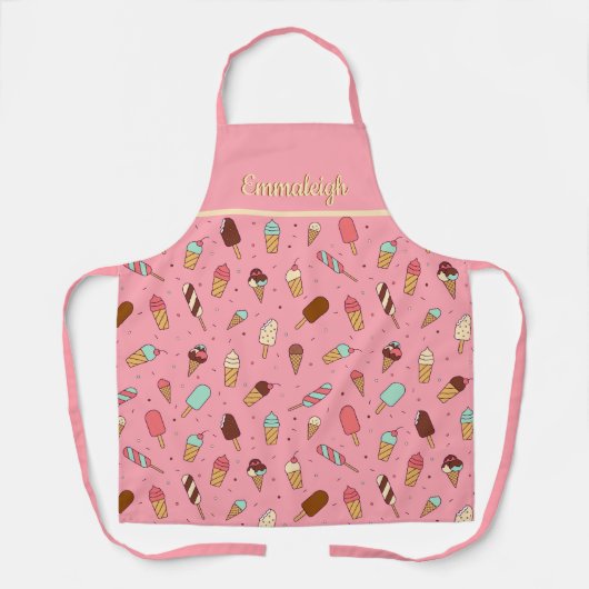 Yummy Ice Cream Pattern | Erdbeere Rosa Schürze (Vorderseite)